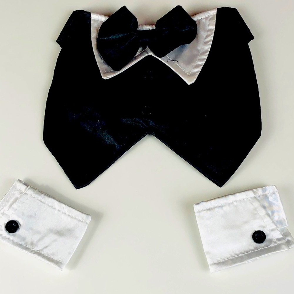 Small dog bundle - tuxedo with bowtie & additional red bowtie
